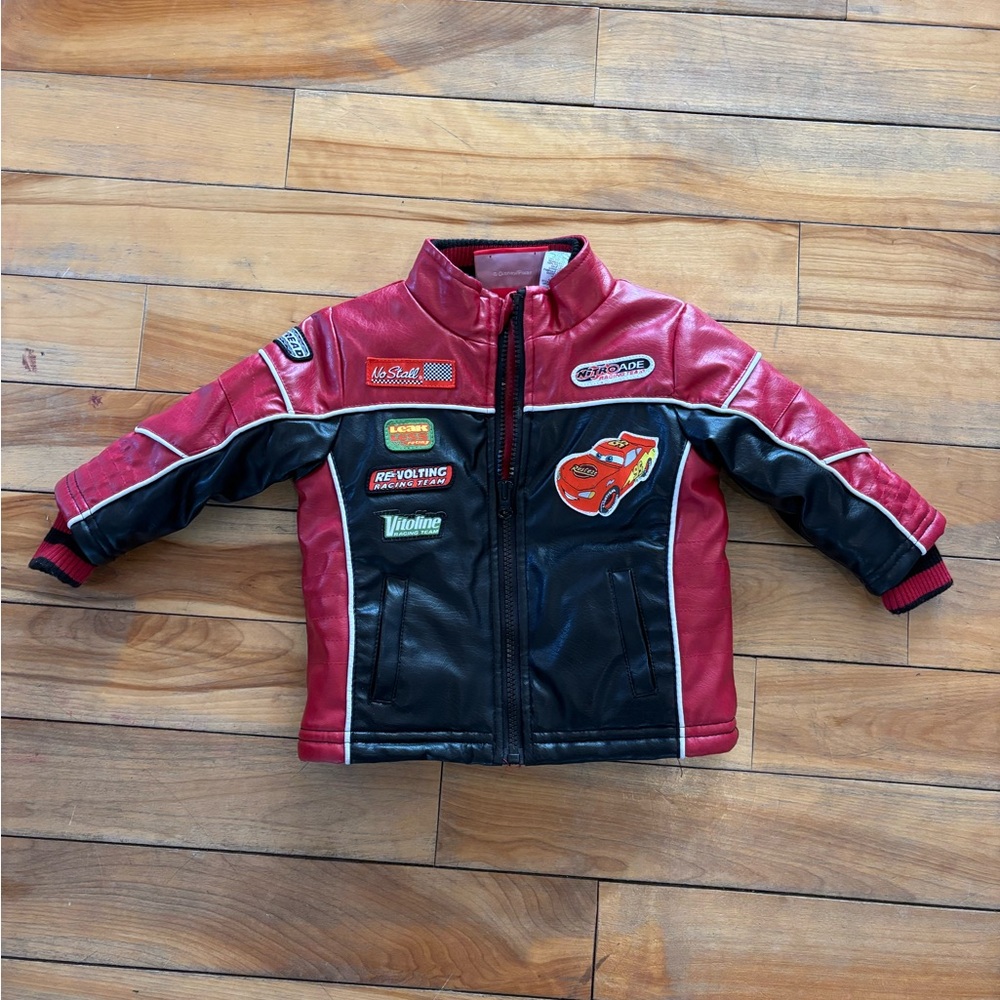 Disney Cars Red and Black Kids Leather Jacket